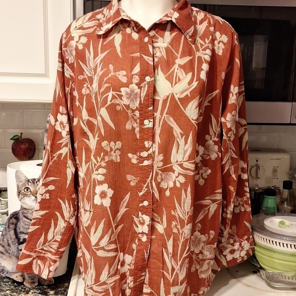 Womens Chaps casual long sleeve button down plus size shirt 2X